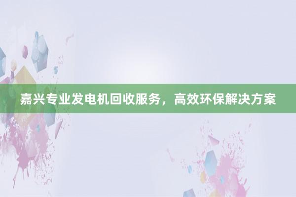 嘉兴专业发电机回收服务，高效环保解决方案