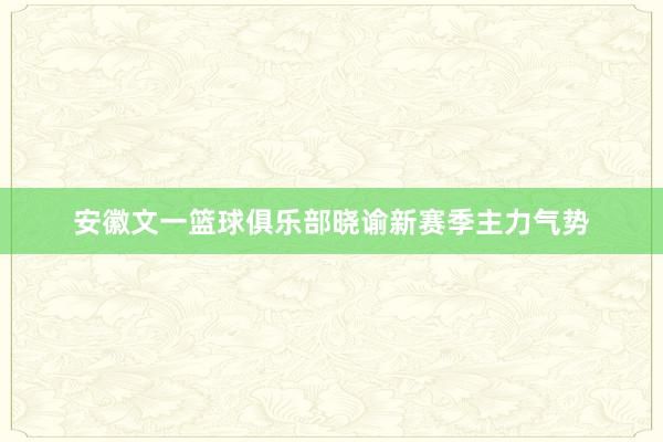 安徽文一篮球俱乐部晓谕新赛季主力气势